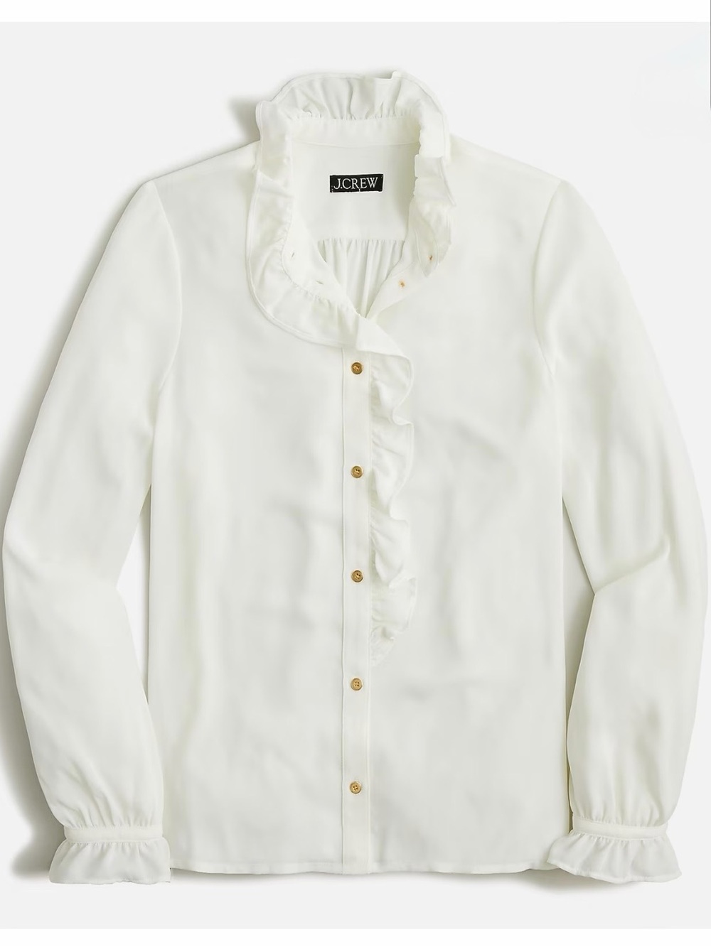 J.‎ Crew Button Down Ruffle Drapey Cottage Top Size 16 Ivory Off-White Cream NWT